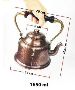 Théière en cuivre classique Maras Turquie, vintage, faite à la main, ensemble de thé et de café classique, élégant, 1L, de qualité supérieure, écologique, couleur oxyde - Product Image 3