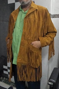 Alta calidad estilo vaquero OME Fringe Biker lona ecológica impermeable Vintage motocicleta chaqueta Hunter abrigo con borla - Product Image 2