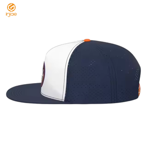 OEM ODM 5 Panel Snapback Laser Cut Hat Botón personalizado Color Parche de goma prensado en caliente Unisex Impermeable Ala plana Deportes al aire libre - Product Image 3