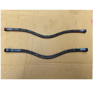 Brida de caballo de cuero ecuestre de alta calidad Browbands suave acolchado de cinco filas de diamantes de imitación personalizar equipo de caballo duradero - Product Image 2