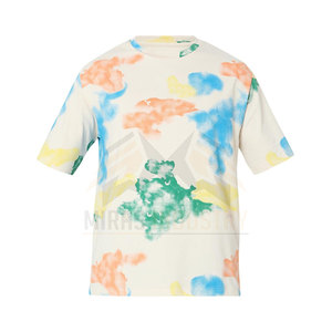 Fibra de bambú de algodón de calidad superior 230 gramos ropa de calle de verano para hombres camisetas de técnica de hojaldre impresas tela de Jersey con logotipo personalizado - Product Image 1