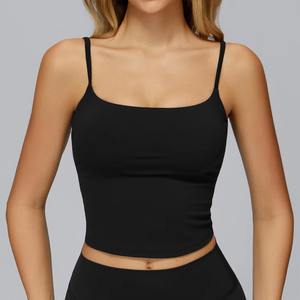 Women's Retro Short-Knit Tank <b>Top</b> Square Neck <b>with</b> <b>Built</b>-<b>In</b> <b>Bra</b> Padded Modal Summer Sun-protective Beauty Vest - Product Image 5