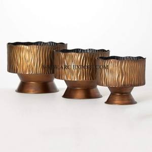 Maceta de flores de Metal pulido dorado Vintage DE TRABAJO martillado, hermoso diseño, macetas grandes de larga duración para plantas de interior - Product Image 2