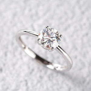 Jeulia Rhodium Plated Sterling <b>Silver</b> Round Cut <b>Solitaire</b> Gemstone <b>Ring</b> - Product Image 6
