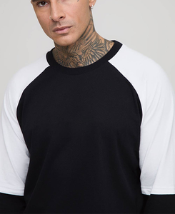 Custom Double Layer Long Sleeve Men <b>T</b> <b>Shirt</b> Regular Fit Streetwear Clean <b>Stitch</b> Contrast Color Pattern Baseball Uniform Top Tees - Product Image 2