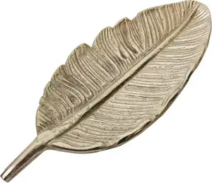 Bandeja de servicio de lujo dorada decorativa con forma de hojas personalizada - Product Image 6