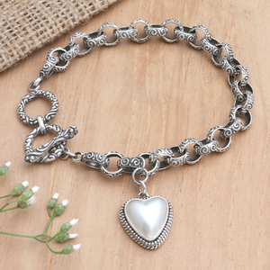 Pulsera de perlas cultivadas de Plata de Ley 925 con motivo de corazón, joyería de moda hecha a mano para ella, precio al por mayor a granel - Product Image 4