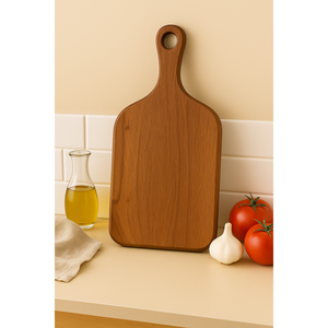 Planche à découper en bois dur d'acacia avec poignée Style artistique pour ustensiles de cuisine Pour hacher les légumes Fromage avec rainure à jus - Product Image 2