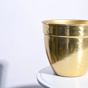 Gold Jar Shaped Metal Planter Pot 3-Piece Gold Stainless Steel Planter Set for Desk Floor metal planter set - Product Image 3