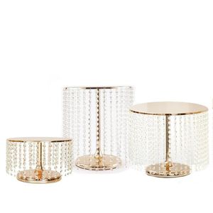 Soporte de exhibición de pastel de Metal hecho a mano con acabado dorado con cristal Venta caliente Soporte de exhibición de pastel de decoración de boda - Product Image 1