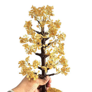 Sculpture d'arbre en pierres précieuses faites à la main avec 1000 copeaux de citrine, finition au toucher réel, inspirée de la magie des fées, Reiki, Feng Shui, décoration d'intérieur, mascotte d'amour - Product Image 5