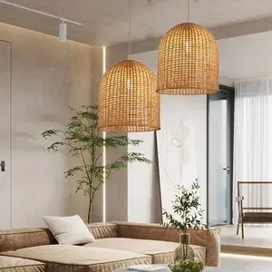 <b>Boho</b> Wicker Bamboo <b>Lampshade</b> Woven Bamboo Ceiling Light High Quality Modern Pendant Light for Home Decor - Product Image 6