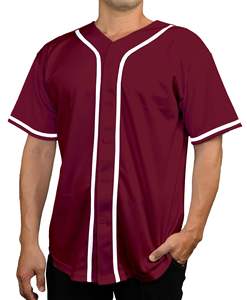 Premium 100% Polyester Hommes 180g Baseball Jersey Boutonné T-shirt Hip Hop Sport Uniforme Baseball Jersey - Product Image 4