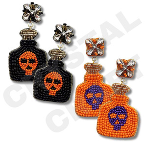 Pendientes de cuentas de diseñador fantasma de Halloween para mujer Día conmemorativo patriótico naranja blanco azul Color boda cristiana - Product Image 5