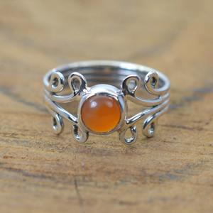 Bijoux en pierres précieuses de cornaline pour femmes bijoux en argent de style bohème bijoux en argent sterling 925 tendance bague faite à la main cadeau pour maman - Product Image 5