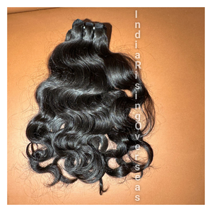 100% Onda natural sin enredos Cabello humano indio crudo Doble dibujado Máquina de donante individual Trama doble Extensiones de cabello sin procesar - Product Image 1