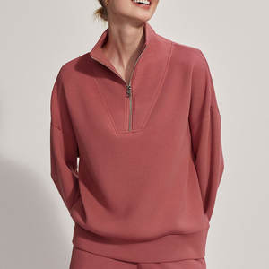 Sweat-shirt court à col roulé avec fermeture éclair pour femme Respirant et respirant fabriqué en usine dernier modèle pour femme - Product Image 1