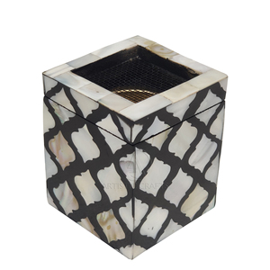 Quemador de incienso de resina de diseño tradicional marroquí, soporte de carbón de madera con incrustaciones de perlas madre para Bakhoor para hogares, temporada de Ramadán - Product Image 1