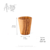 Verre à shot en bois d'olivier |   Vaisselle tunisienne artisanale |   Gravure personnalisée