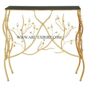 Décoration de la maison table console marbre massif avec métal laiton matériel grande taille ferme table console intérieure pour la décoration de mariage - Product Image 4
