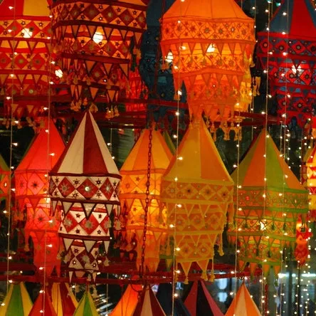 Pamuk asılı lamba gölge hint düğün dekorasyon lambaları ev oturma dekoratif kolye Bohemian avizeler renkli fenerler