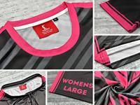 Maillots de football Aolan, dernier design, personnalisables, impression par transfert thermique, noir et rose, été, 100% polyester