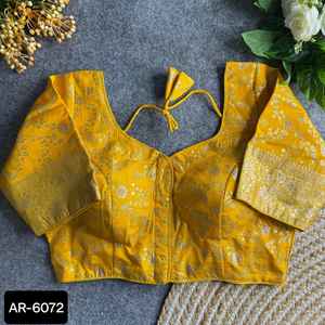 Indian New Trendy Designer Soft Banarasi Silk with Weaving Heavy Weaving Border Blouse for Saree Wholesale Price Indian Blouse - Product Image 3