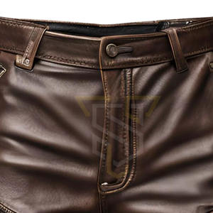 Shorts en cuir d'agneau légers et respirants pour hommes, design personnalisé en gros, motif uni, shorts en cuir pour adultes - Product Image 2