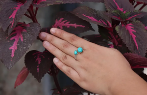 Elegante anillo de Plata de Ley 925 turquesa lindo clásico ecológico hecho a mano joyería fina mujeres regalo religioso cristiano - Product Image 4