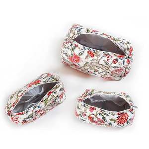 Eco-Friendly <b>Large</b> Travel Organizer Kit White Base Red Touch Quilted Cosmetic <b>Bags</b> Waterproof for <b>Bag</b> for Makeup <b>Storage</b> - Product Image 4