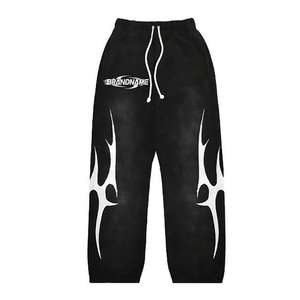 New Custom Men's Winter Acid Wash Distress Lightweight Knit Windproof Sweat Suit Flare Baggy Sweatpants Jogger <b>Hoodie</b> Set Unisex - Product Image 4