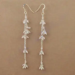 Boucles d'oreilles pendantes en argent 925 pour femmes avec un design perlé - Product Image 2