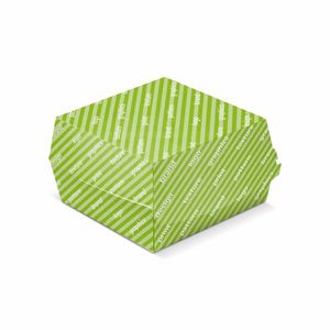 Boîtes à hamburgers mod. OYSTER 12x12x9 cm blanc ou Havana - Personnalisé - Product Image 1