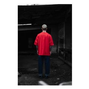 T-shirts oversize en coton tricoté pour hommes, vêtements de fitness streetwear imprimés, avec logo, grande taille, pour garçons - Product Image 1