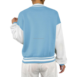 Chaqueta Varsity Corta de Cuero y Algodón Transpirable para Mujer 2023 con Logotipo Bordado Personalizado - Colección Otoño - Product Image 3