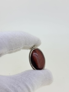 Exquisito Colgante Minimalista de Plata de Ley 925 con Cabujón de Ojo de Tigre de Corte Ovalado y Engaste de Bisel, Ligero y Exótico, Ideal para Regalo - Product Image 5