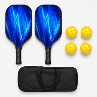 Set Raket Pickleball Fiberglass Bersertifikasi USAPA, Teruji, 2 Raket 4 Bola 1 Tas Jinjing, Untuk Luar Ruangan, Keluarga, Grosir