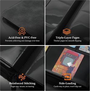 Carpeta <span class=keywords><strong>de</strong></span> Plástico <span class=keywords><strong>de</strong></span> Alta Calidad para Tarjetas, 9 Bolsillos, Impermeable, Personalizable, con Cierre, para Colección <span class=keywords><strong>de</strong></span> Tarjetas Pokémon - Product Image 3