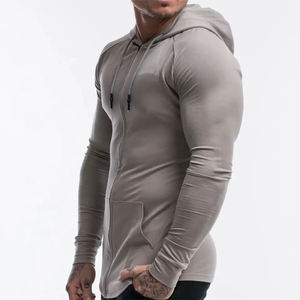 Pull à capuche à manches longues de qualité supérieure pour homme, de couleur unie, coupe ajustée, vente en gros, 2023 - Product Image 2