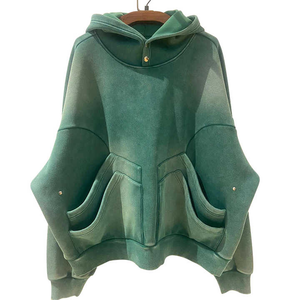 Personalizado doble bolsillos de gran tamaño 600 GSM peso pesado algodón polar en blanco zipup vintage a prueba de viento Sudadera con capucha para hombre 2025 - Product Image 4