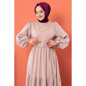 Robe Hijab Longue Ceinturée Stone - Product Image 3