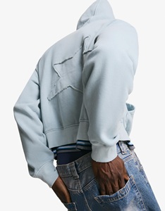 Personalizado de alta calidad sudaderas con capucha de los hombres parche de socorro de trabajo orgánico azul cielo <span class=keywords><strong>Color</strong></span> de lana cremallera 100% algodón Sudadera con capucha para los hombres - Product Image 2