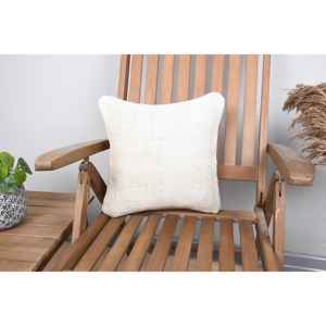Almohada de retazos de lana Beige de 14x14 pulgadas, acento rústico de granja de lujo con patrón esponjoso Vintage, portátil para ropa de cama, uso en el suelo - Product Image 1