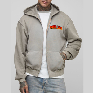 Alta calidad logotipo personalizado ropa de calle de invierno 100% algodón polar hombres cremallera Sudadera con capucha de gran tamaño ajuste sudaderas con capucha a prueba de viento - Product Image 1