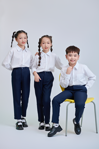 Chemise à manches longues unisexe pour l'école primaire, en popeline tissée, 65% polyester, 35% coton, FMF vietnamien (chemise à boutons blanche), en stock - Product Image 2