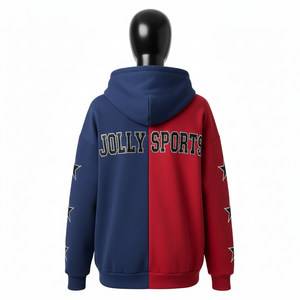 เสื้อฮู้ดซิปผ้าฟลีซคอตตอนพรีเมียมสำหรับผู้หญิง 320 GSM ดีไซน์แผงสีคู่ ประดับคริสตัลแบบ Hotfix โลโก้สั่งทำพิเศษ เสื้อฮู้ดซิปแบบพื้นฐาน - Product Image 2