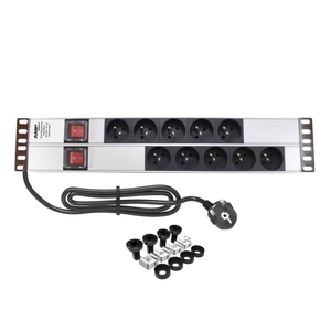 19 Inch 10 Way 2U French NFC 61314 <b>Socket</b> 2 <b>Lighted</b> Switch Rack Mount PDU 16A 250VAC - Product Image 1
