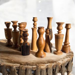 เชิงเทียนโบราณเชิงเทียนไม้สำหรับตกแต่งบ้าน - Product Image 2