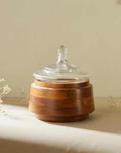 Vintage Wooden <b>Spice</b> <b>Jar</b> with Glass Lid Modern Design Kitchen Gadget for Seasoning Bottles Salt Cellar Sugar Bowl Pepper Box - Product Image 3