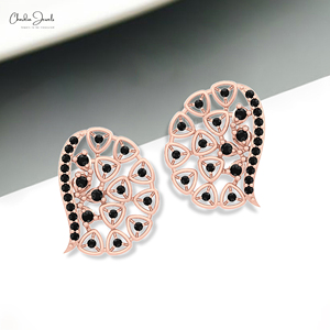 กระดุมเพชรสีดำ0.87 CT คุณภาพ AAA ต่างหูทองคำ14K ลายดาวแบบกดด้านหลังเครื่องประดับจากอินเดีย - Product Image 6